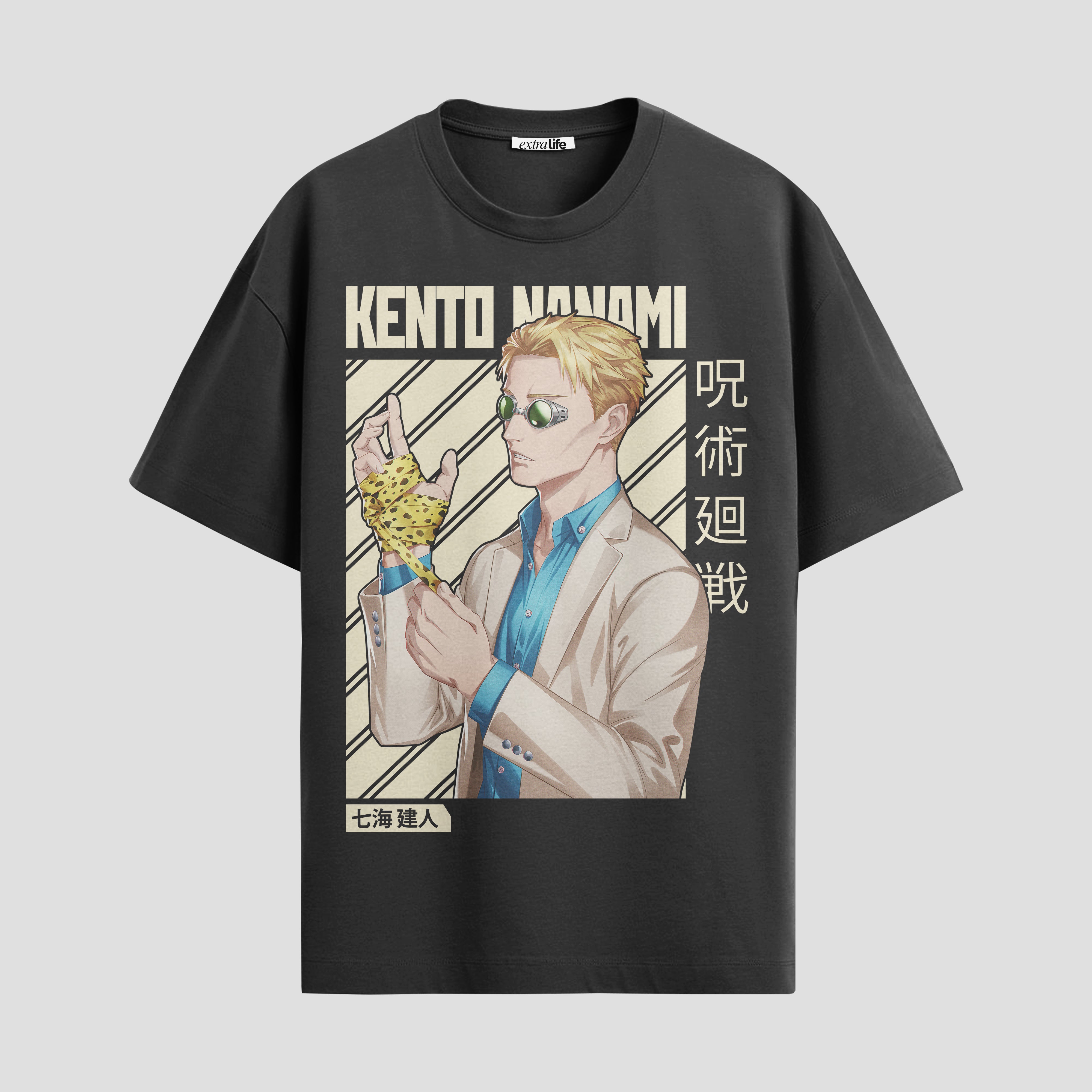 Playera urbana de anime y gaming ExtraLife MX, corte Standard Fit unisex ligero y transpirable en color Deep Black y Pure White, ropa de uso diario para gym y casual.