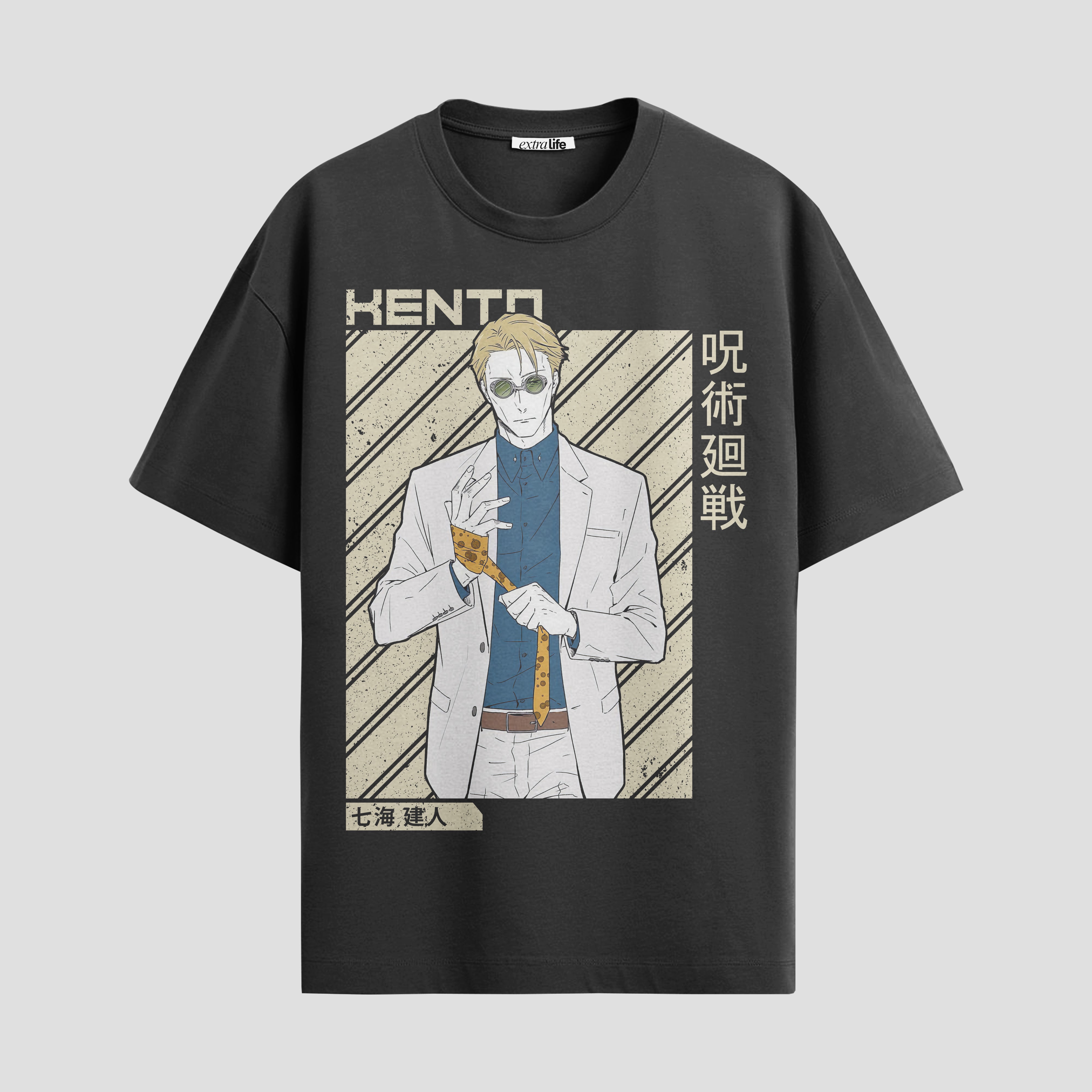 Playera urbana de anime y gaming ExtraLife MX, corte Standard Fit unisex ligero y transpirable en color Deep Black y Pure White, ropa de uso diario para gym y casual.