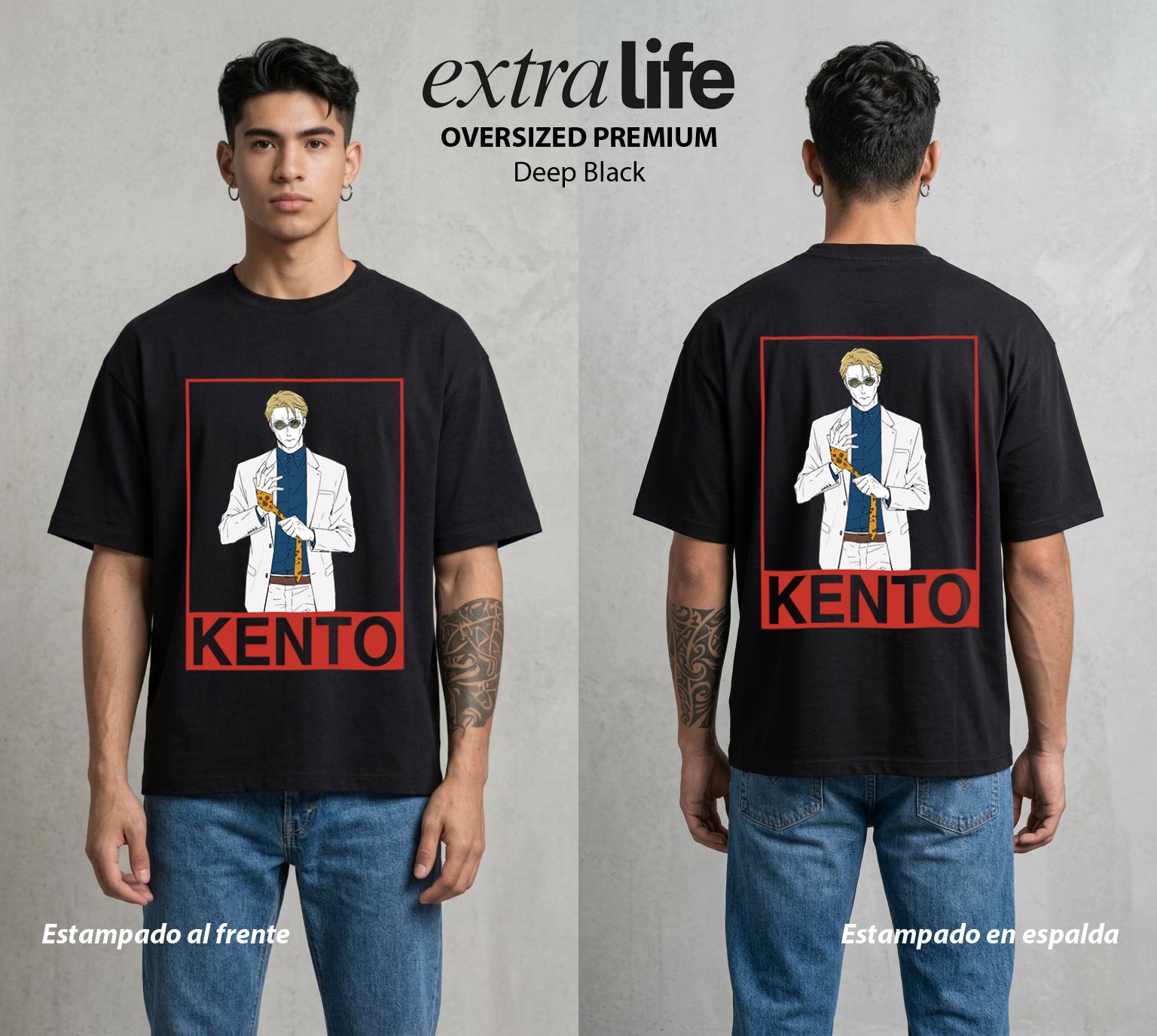 El Arte de las Maldiciones | El Hombre de Corbata #02071 - Playera Oversized Premium | Deep Black - Foto en modelo