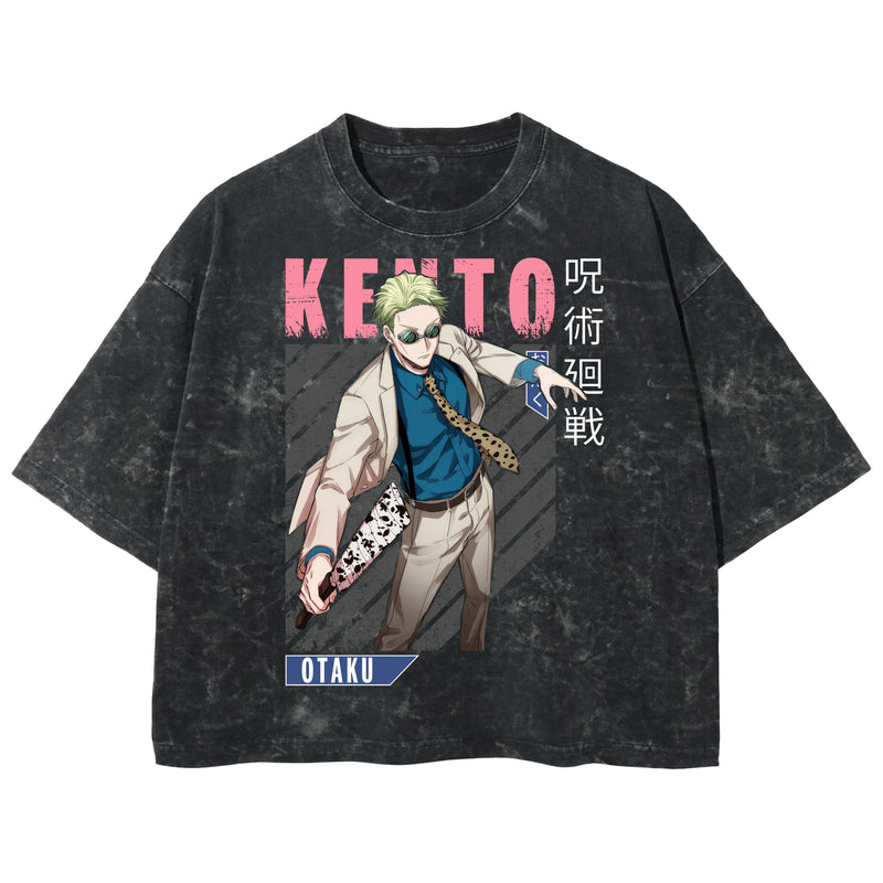 Playera streetwear premium de anime y gaming ExtraLife MX, corte boxy deluxe mineral wash heavyweight en color Acid Wash, moda urbana mexicana de culto.