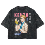 Playera streetwear premium de anime y gaming ExtraLife MX, corte boxy deluxe mineral wash heavyweight en color Acid Wash, moda urbana mexicana de culto.