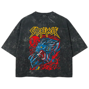 Playera streetwear premium de anime y gaming ExtraLife MX, corte boxy deluxe mineral wash heavyweight en color Acid Wash, moda urbana mexicana de culto.