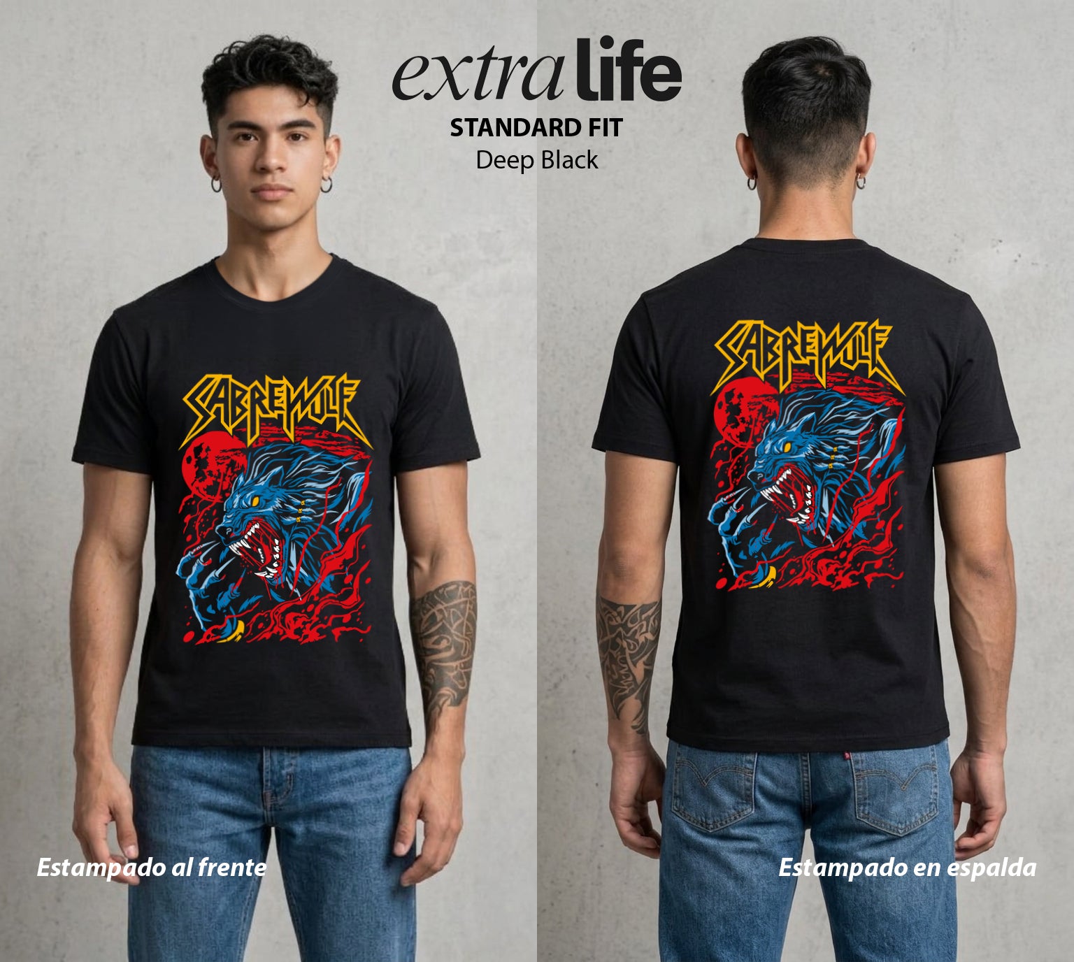 El Combate Instintivo | El Hombre Lobo del Torneo #02075 - Playera Standard Fit | Deep Black - Foto en modelo