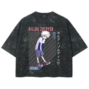Playera streetwear premium de anime y gaming ExtraLife MX, corte boxy deluxe mineral wash heavyweight en color Acid Wash, moda urbana mexicana de culto.