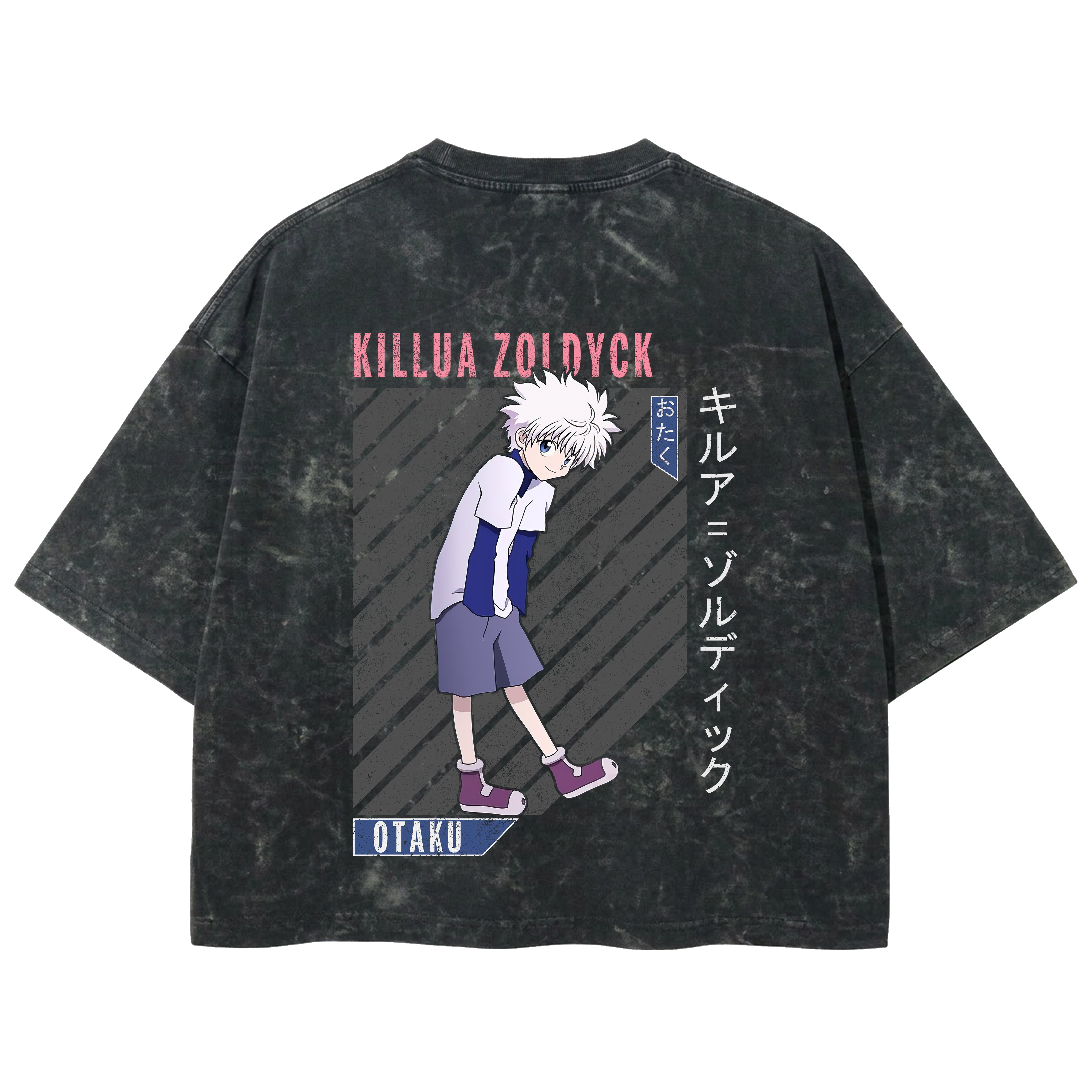 Playera streetwear premium de anime y gaming ExtraLife MX, corte boxy deluxe mineral wash heavyweight en color Acid Wash, moda urbana mexicana de culto.