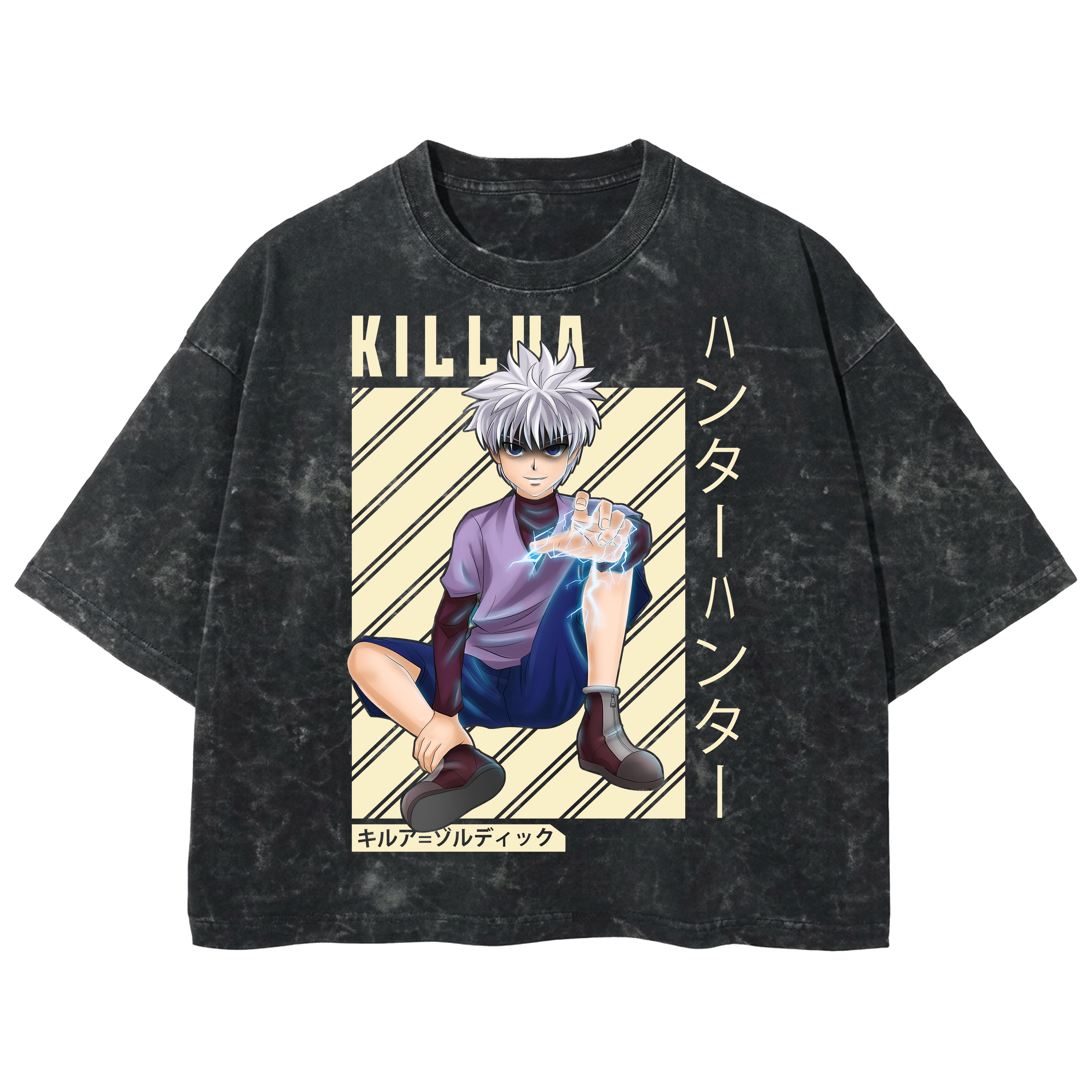 Playera streetwear premium de anime y gaming ExtraLife MX, corte boxy deluxe mineral wash heavyweight en color Acid Wash, moda urbana mexicana de culto.