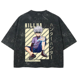 Playera streetwear premium de anime y gaming ExtraLife MX, corte boxy deluxe mineral wash heavyweight en color Acid Wash, moda urbana mexicana de culto.
