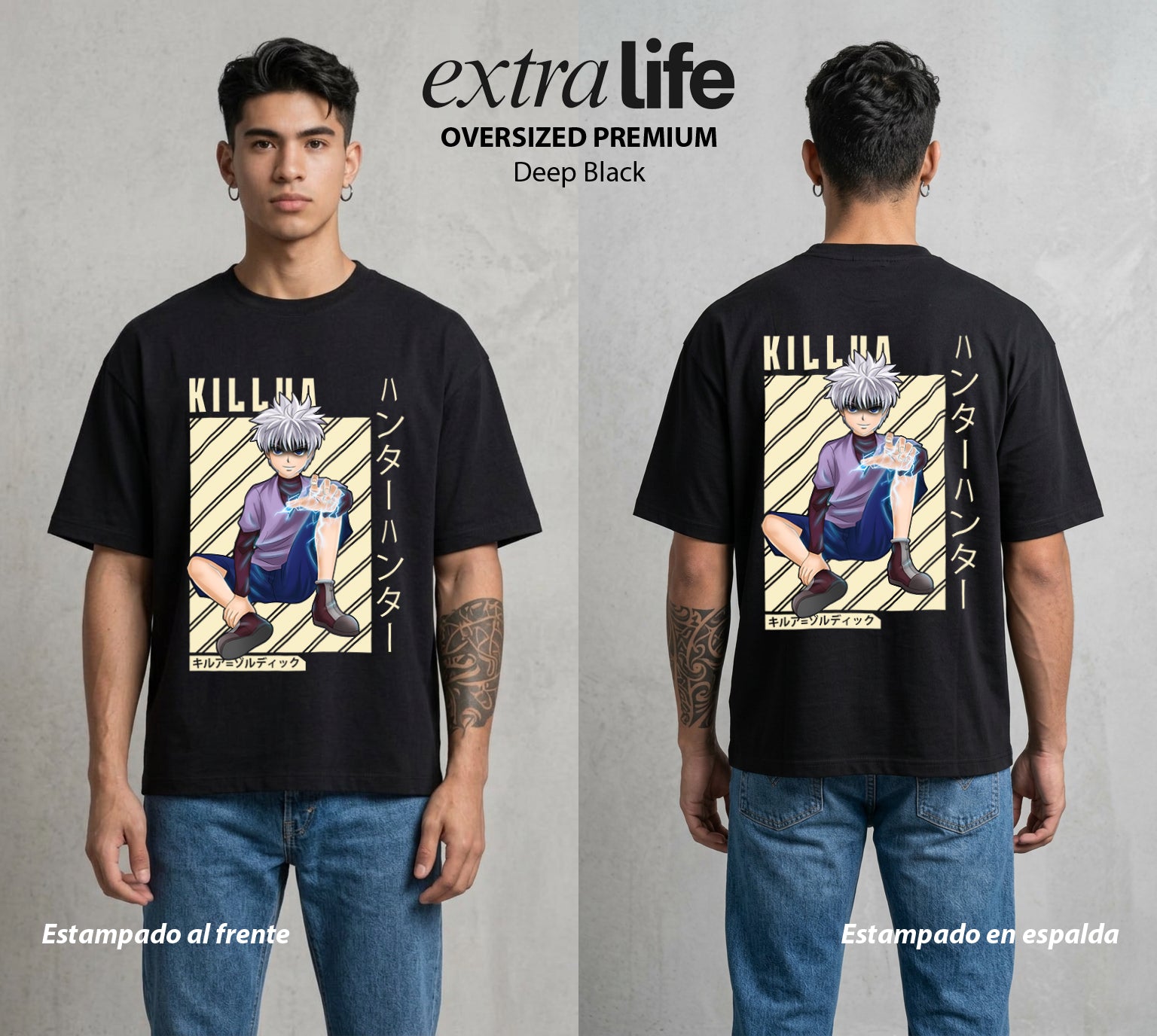 La Prueba del Cazador | El Mejor del Clan #02079 - Playera Oversized Premium | Deep Black - Foto en modelo