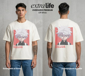 La Prueba del Cazador | El Heredero del Filo #02080 - Playera Oversized Premium | Off White - Foto en modelo