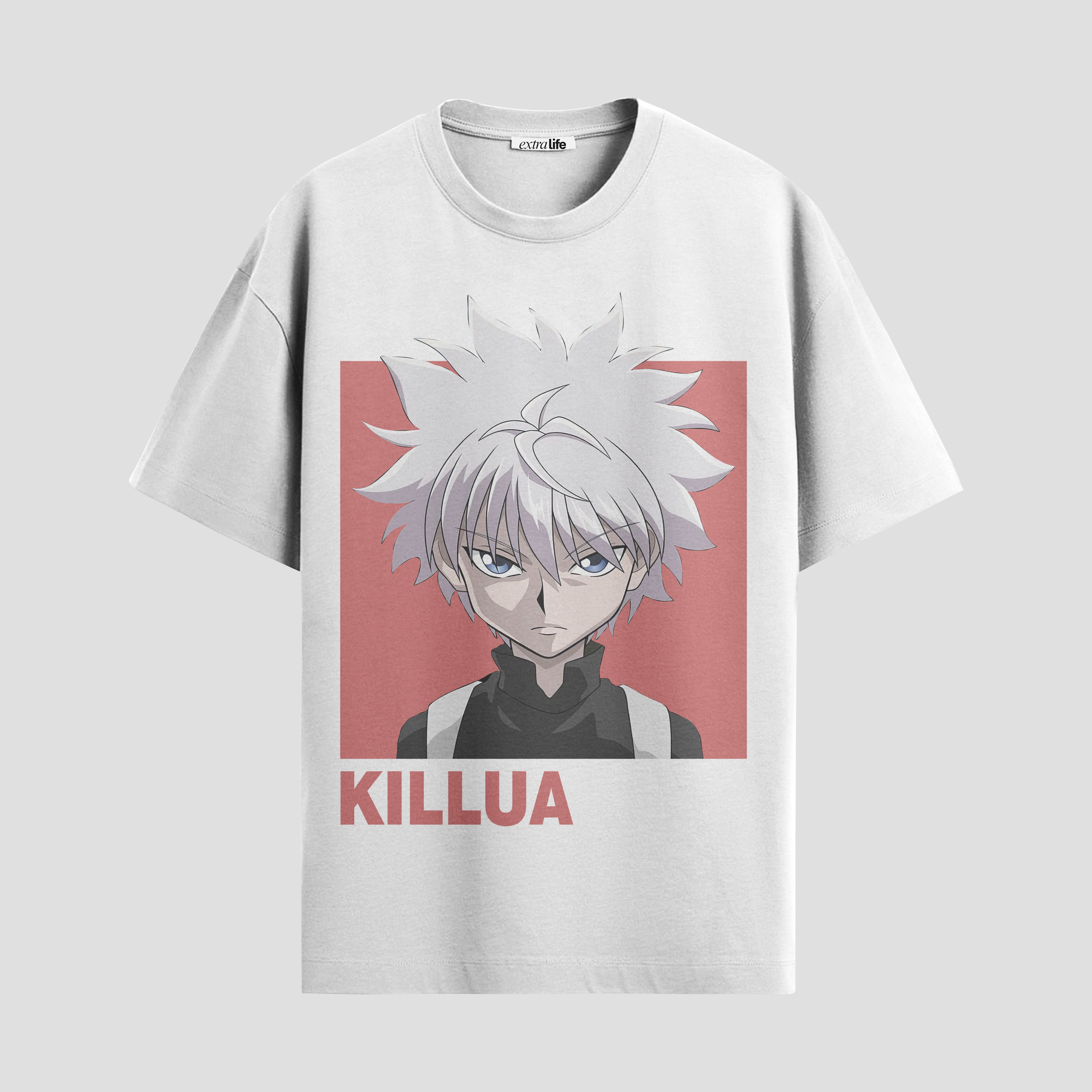 Playera urbana de anime y gaming ExtraLife MX, corte Standard Fit unisex ligero y transpirable en color Deep Black y Pure White, ropa de uso diario para gym y casual.