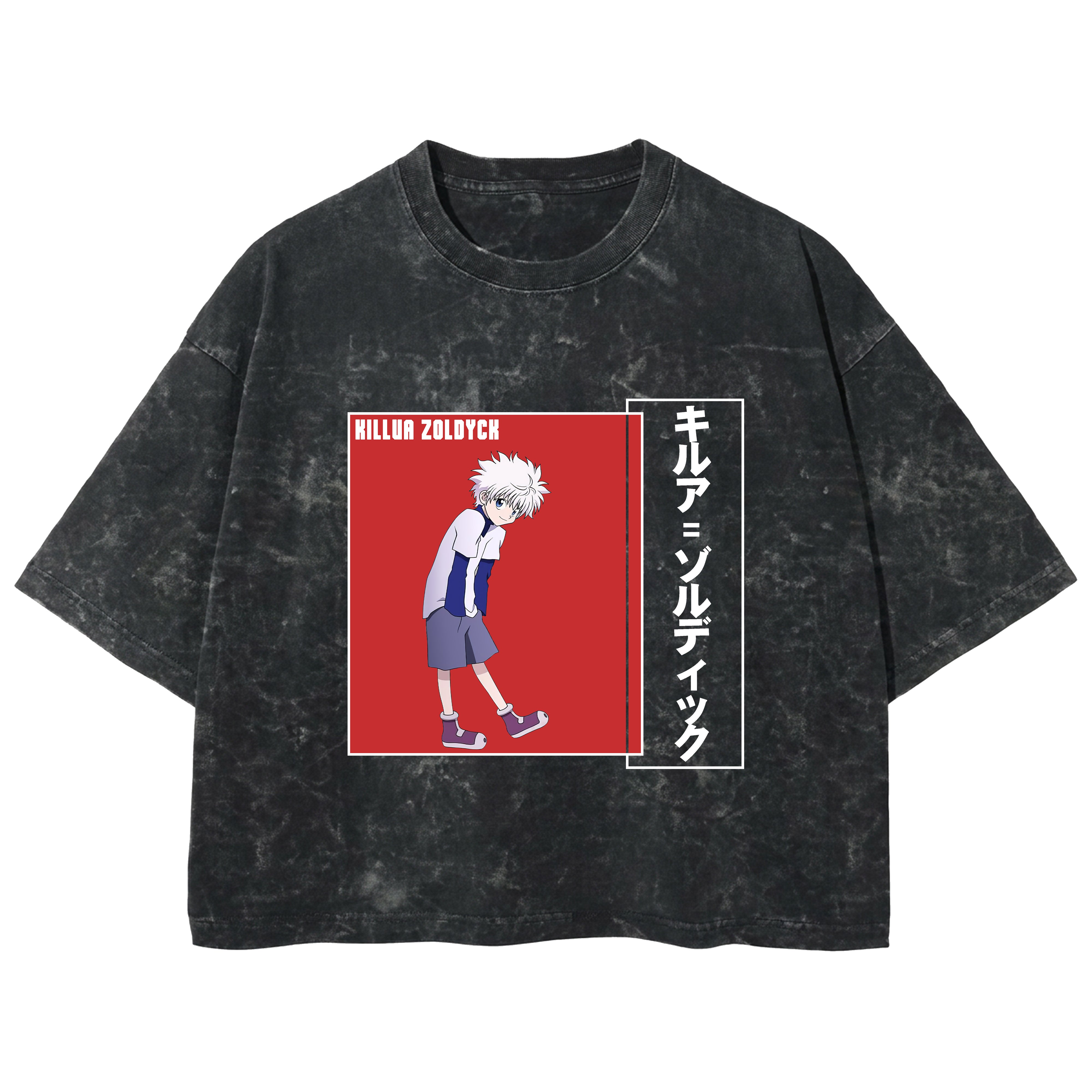 Playera streetwear premium de anime y gaming ExtraLife MX, corte boxy deluxe mineral wash heavyweight en color Acid Wash, moda urbana mexicana de culto.