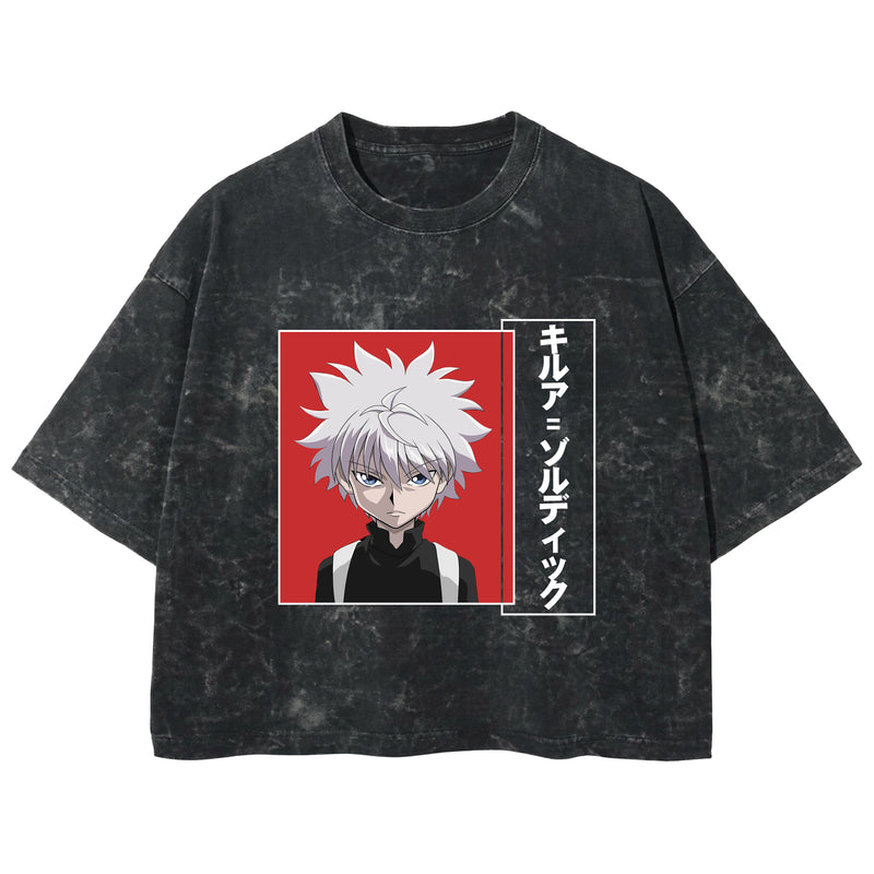 Playera streetwear premium de anime y gaming ExtraLife MX, corte boxy deluxe mineral wash heavyweight en color Acid Wash, moda urbana mexicana de culto.