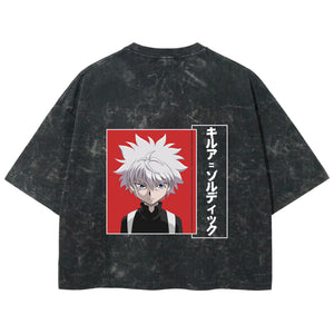 Playera streetwear premium de anime y gaming ExtraLife MX, corte boxy deluxe mineral wash heavyweight en color Acid Wash, moda urbana mexicana de culto.