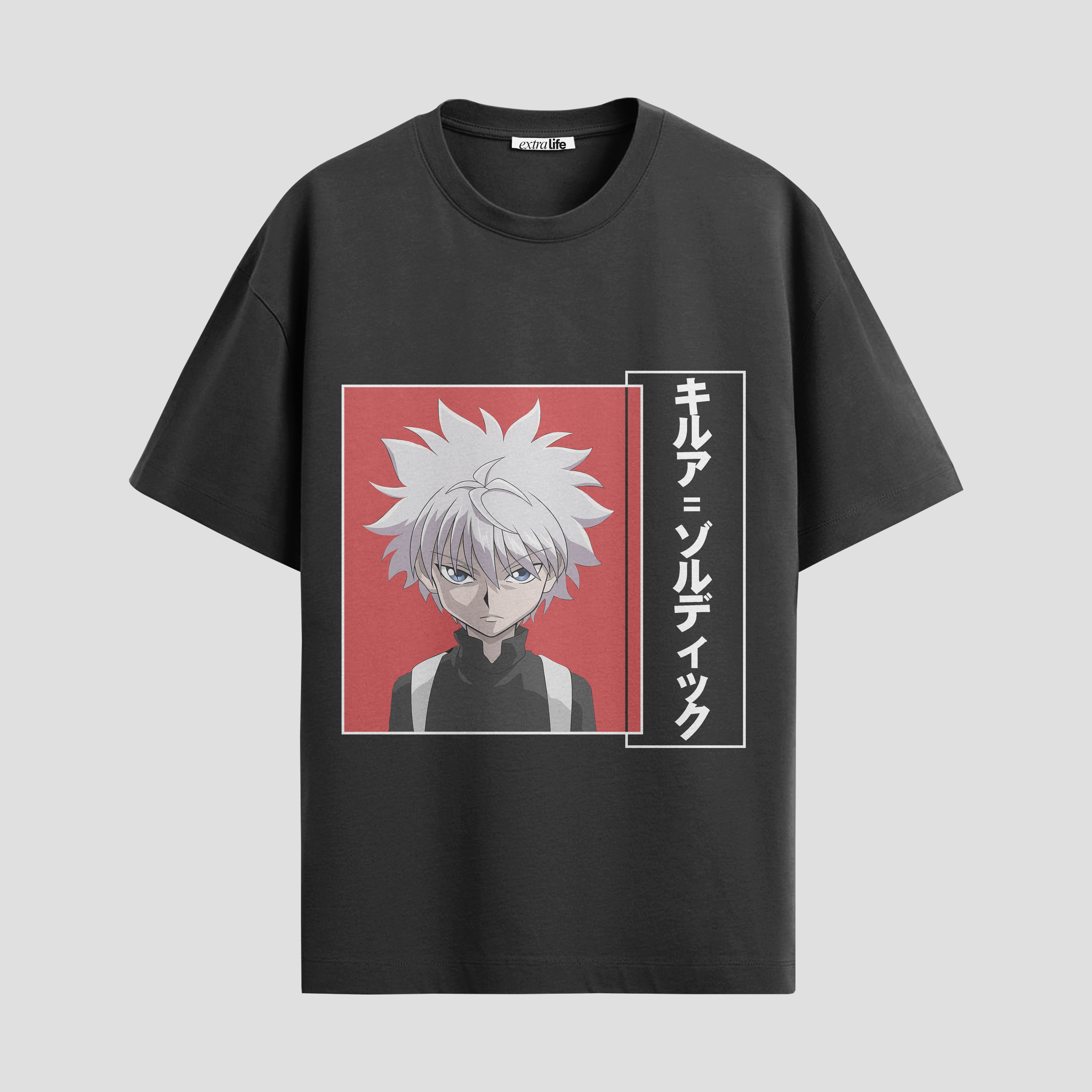 Playera urbana de anime y gaming ExtraLife MX, corte Standard Fit unisex ligero y transpirable en color Deep Black y Pure White, ropa de uso diario para gym y casual.