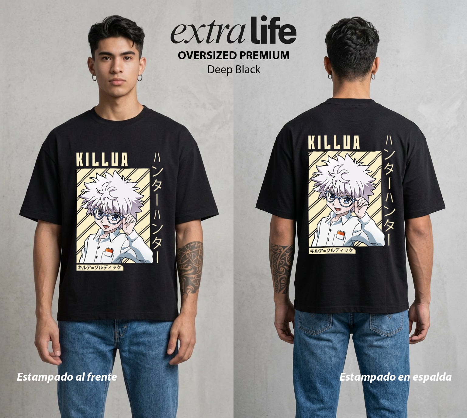 La Prueba del Cazador | El Mejor del Clan #02083 - Playera Oversized Premium | Deep Black - Foto en modelo