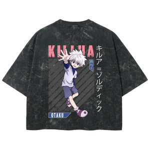 Playera streetwear premium de anime y gaming ExtraLife MX, corte boxy deluxe mineral wash heavyweight en color Acid Wash, moda urbana mexicana de culto.
