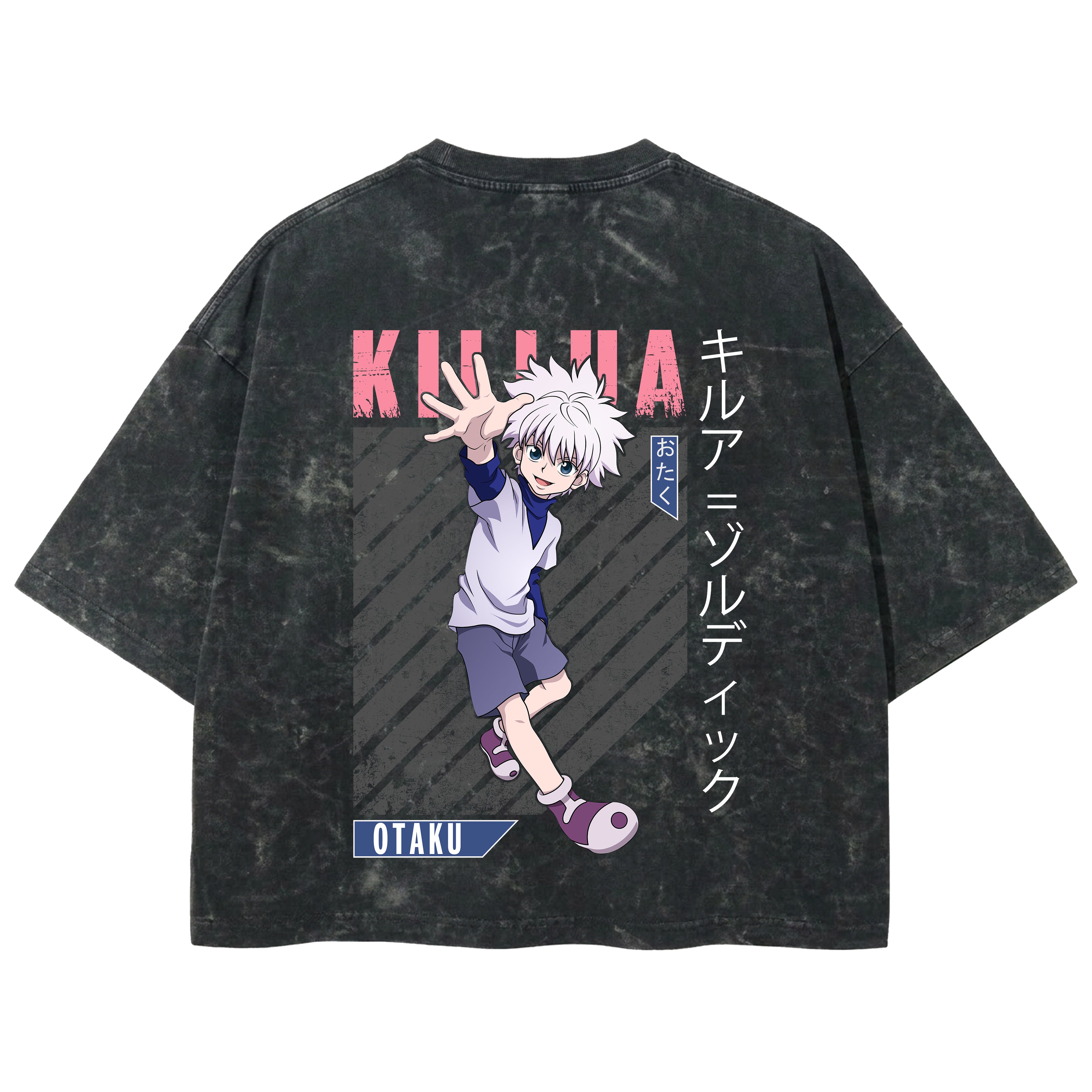 Playera streetwear premium de anime y gaming ExtraLife MX, corte boxy deluxe mineral wash heavyweight en color Acid Wash, moda urbana mexicana de culto.
