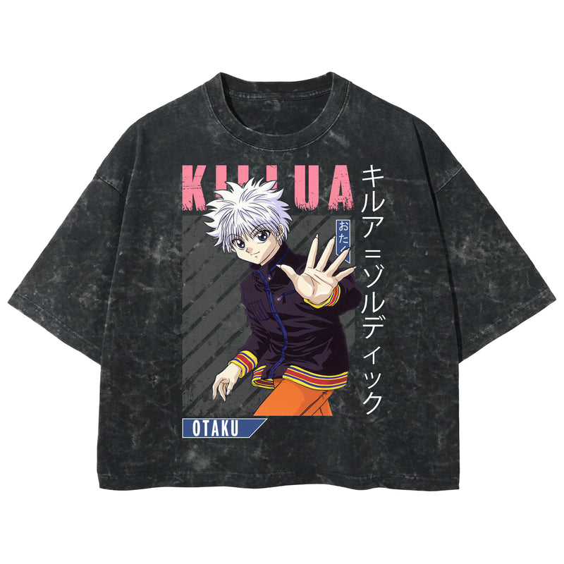 Playera streetwear premium de anime y gaming ExtraLife MX, corte boxy deluxe mineral wash heavyweight en color Acid Wash, moda urbana mexicana de culto.