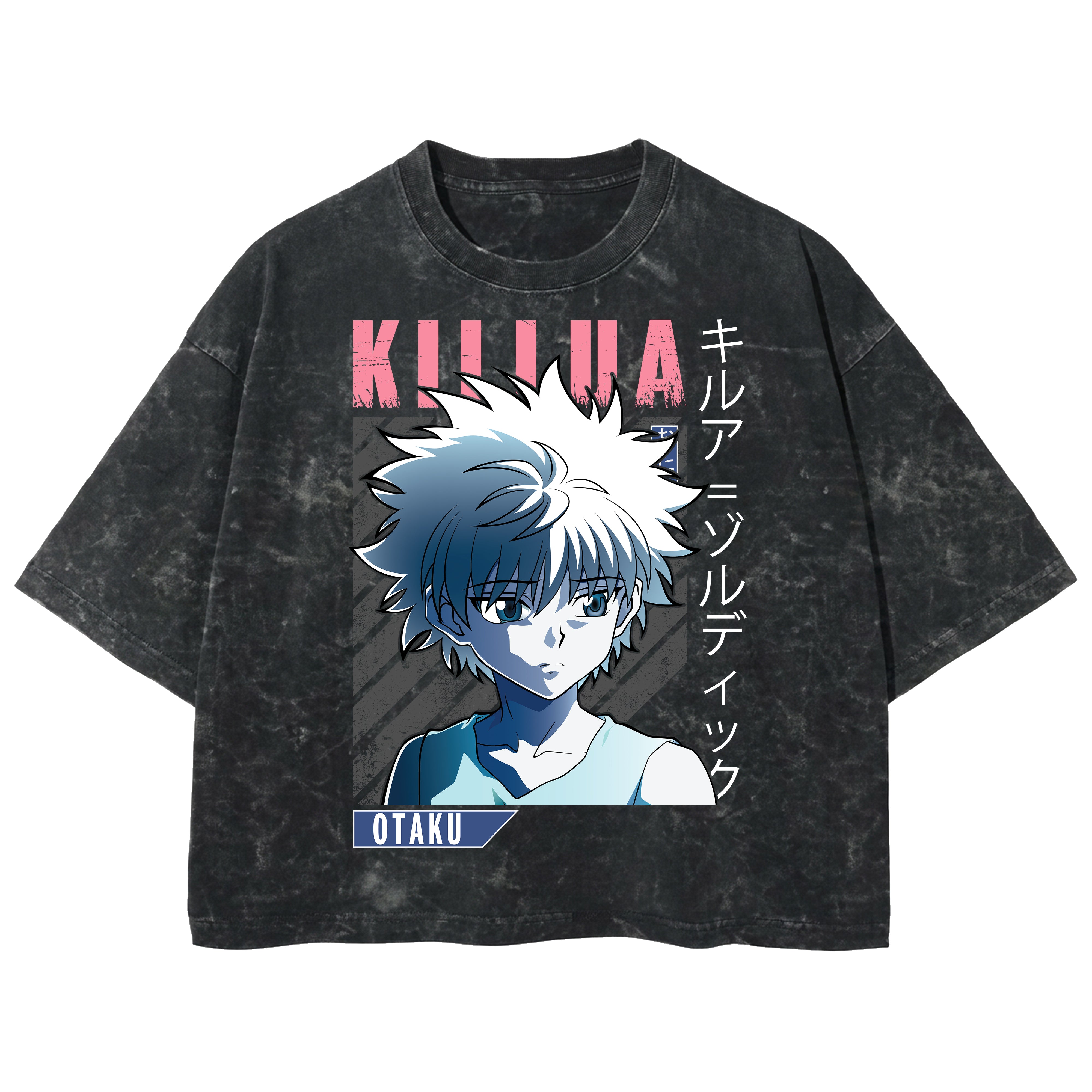 Playera streetwear premium de anime y gaming ExtraLife MX, corte boxy deluxe mineral wash heavyweight en color Acid Wash, moda urbana mexicana de culto.