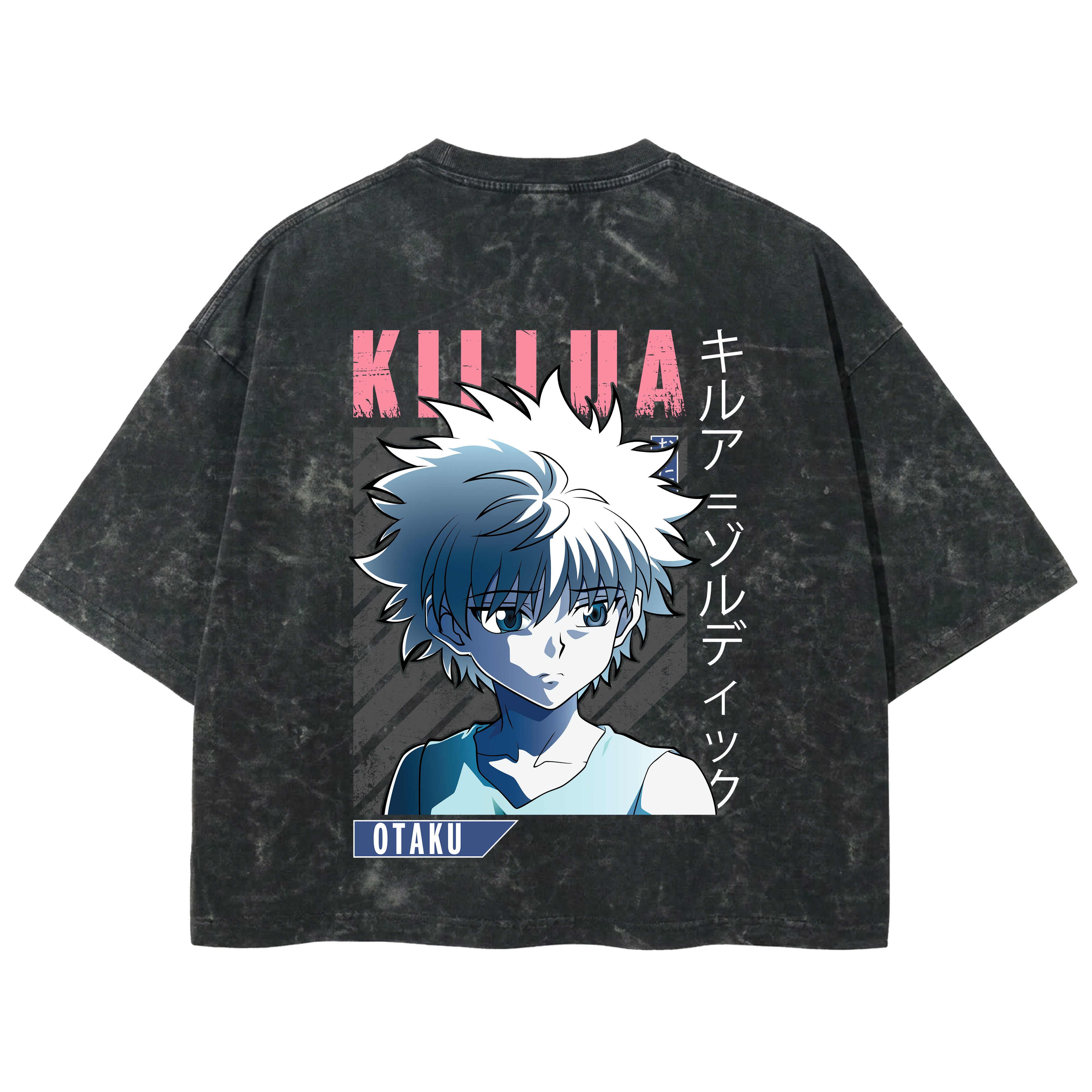 Playera streetwear premium de anime y gaming ExtraLife MX, corte boxy deluxe mineral wash heavyweight en color Acid Wash, moda urbana mexicana de culto.