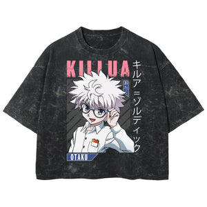 Playera streetwear premium de anime y gaming ExtraLife MX, corte boxy deluxe mineral wash heavyweight en color Acid Wash, moda urbana mexicana de culto.