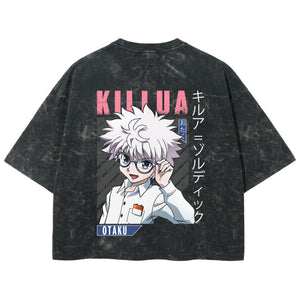 Playera streetwear premium de anime y gaming ExtraLife MX, corte boxy deluxe mineral wash heavyweight en color Acid Wash, moda urbana mexicana de culto.