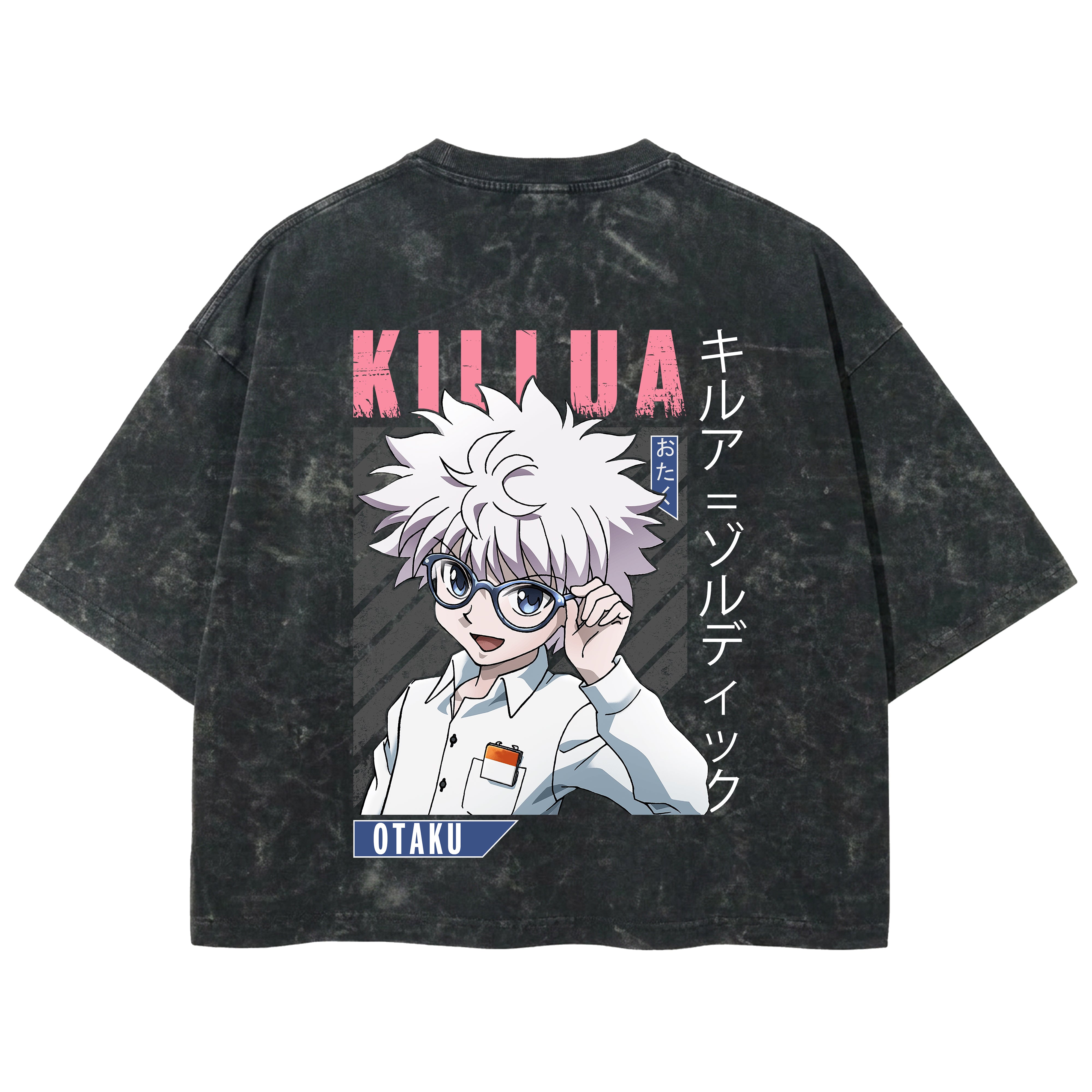 Playera streetwear premium de anime y gaming ExtraLife MX, corte boxy deluxe mineral wash heavyweight en color Acid Wash, moda urbana mexicana de culto.