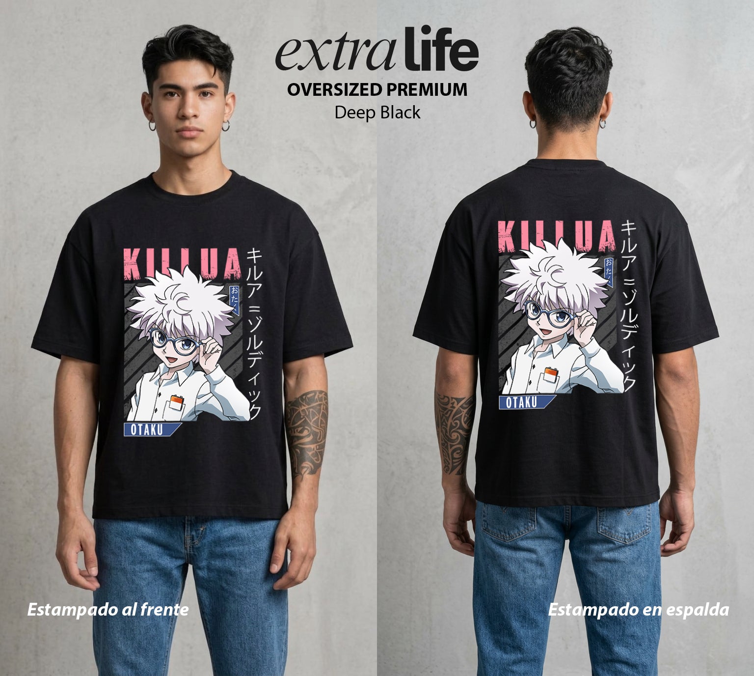 La Prueba del Cazador | El Mejor del Clan #02087 - Playera Oversized Premium | Deep Black - Foto en modelo