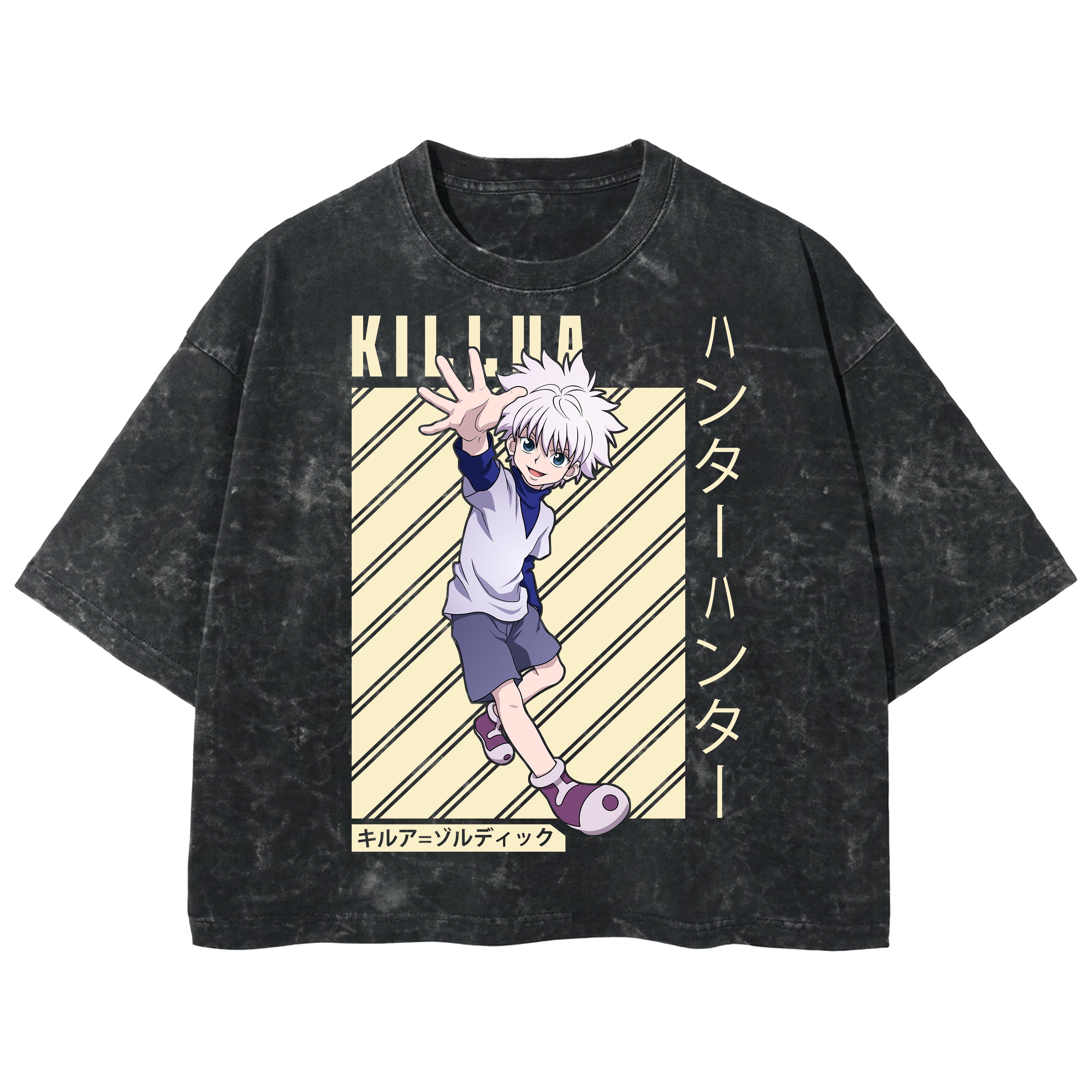 Playera streetwear premium de anime y gaming ExtraLife MX, corte boxy deluxe mineral wash heavyweight en color Acid Wash, moda urbana mexicana de culto.