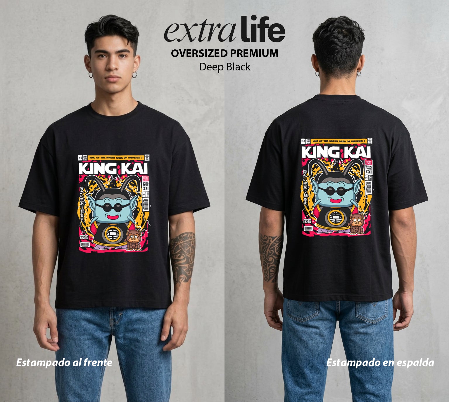 El Rey de las Burbujas | El Poder del Burbujas #02089 - Playera Oversized Premium | Deep Black - Foto en modelo
