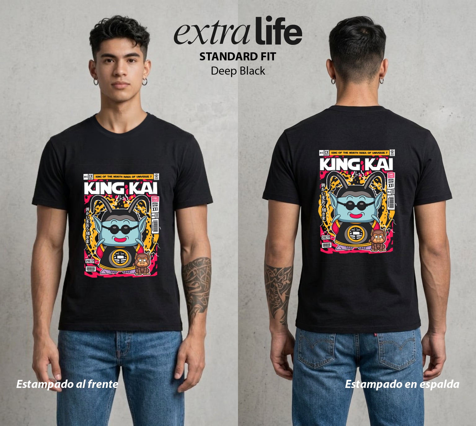 El Rey de las Burbujas | El Poder del Burbujas #02089 - Playera Standard Fit | Deep Black - Foto en modelo
