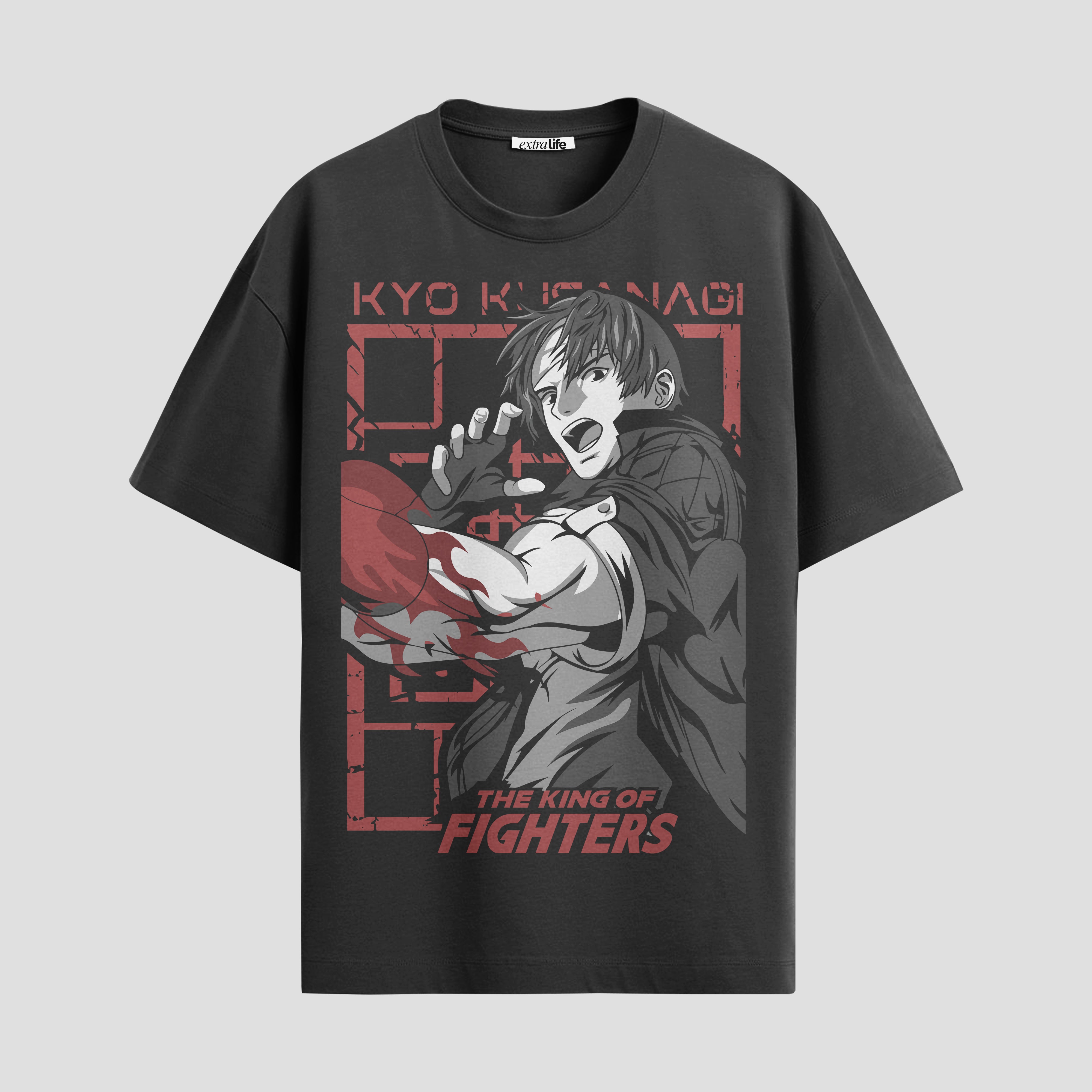 Playera urbana de anime y gaming ExtraLife MX, corte Standard Fit unisex ligero y transpirable en color Deep Black y Pure White, ropa de uso diario para gym y casual.