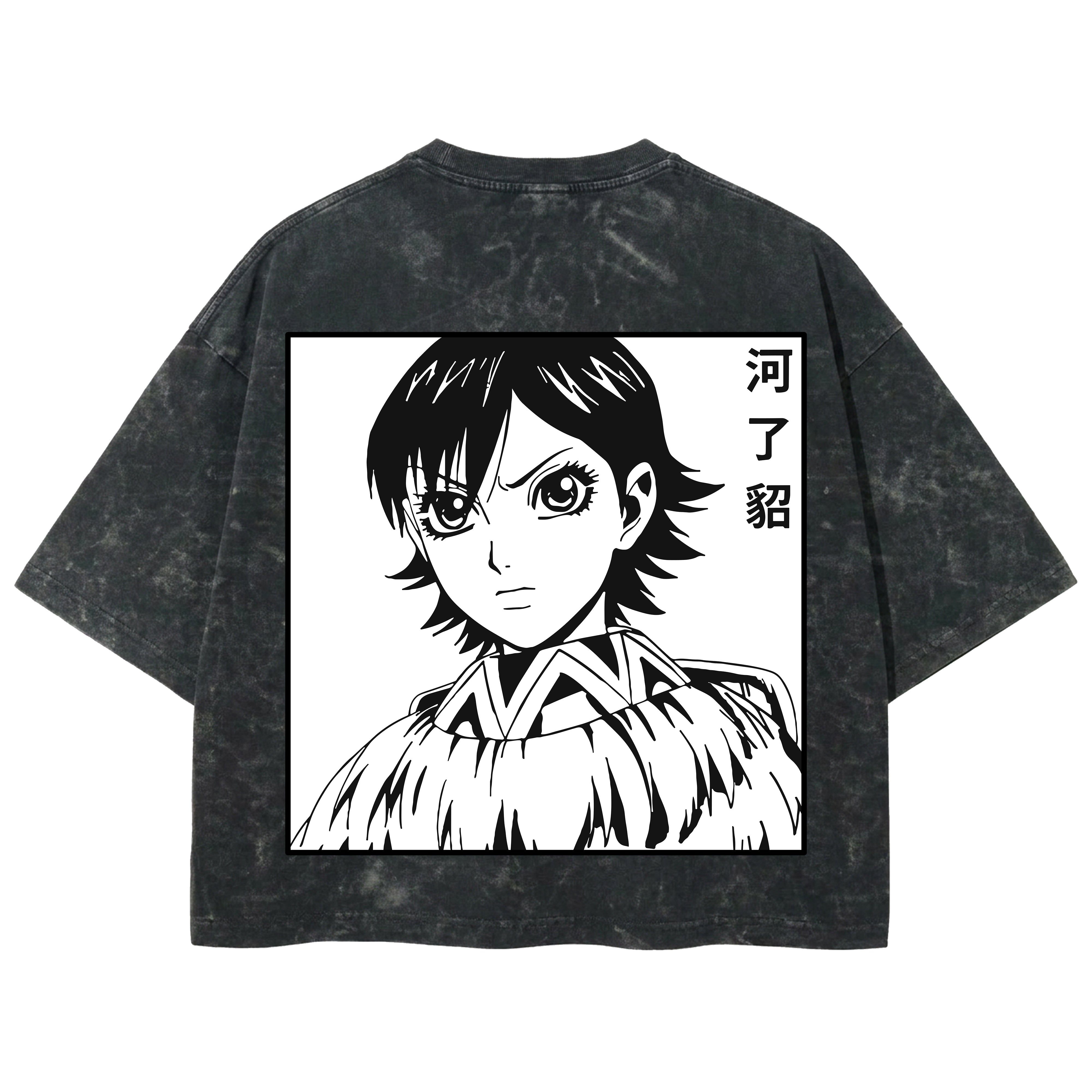 Playera streetwear premium de anime y gaming ExtraLife MX, corte boxy deluxe mineral wash heavyweight en color Acid Wash, moda urbana mexicana de culto.