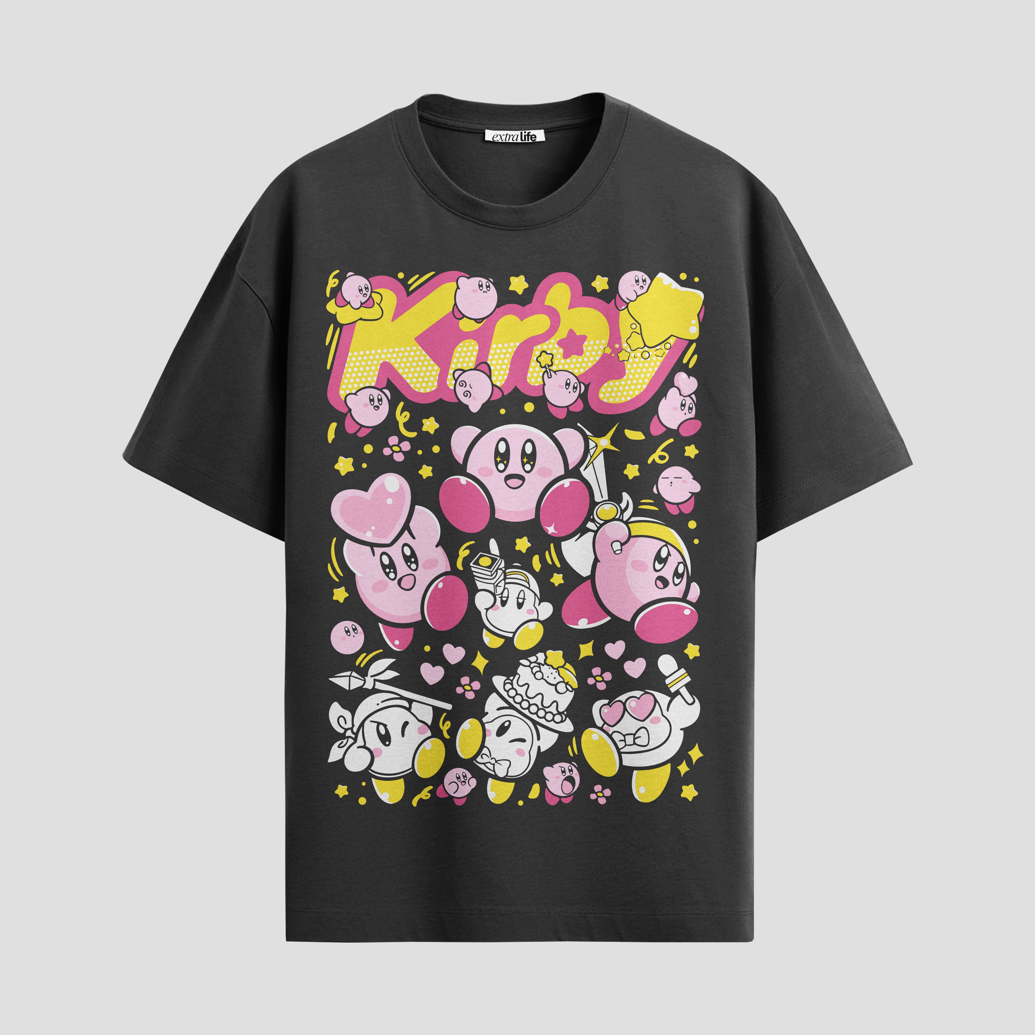 Playera urbana de anime y gaming ExtraLife MX, corte Standard Fit unisex ligero y transpirable en color Deep Black y Pure White, ropa de uso diario para gym y casual.