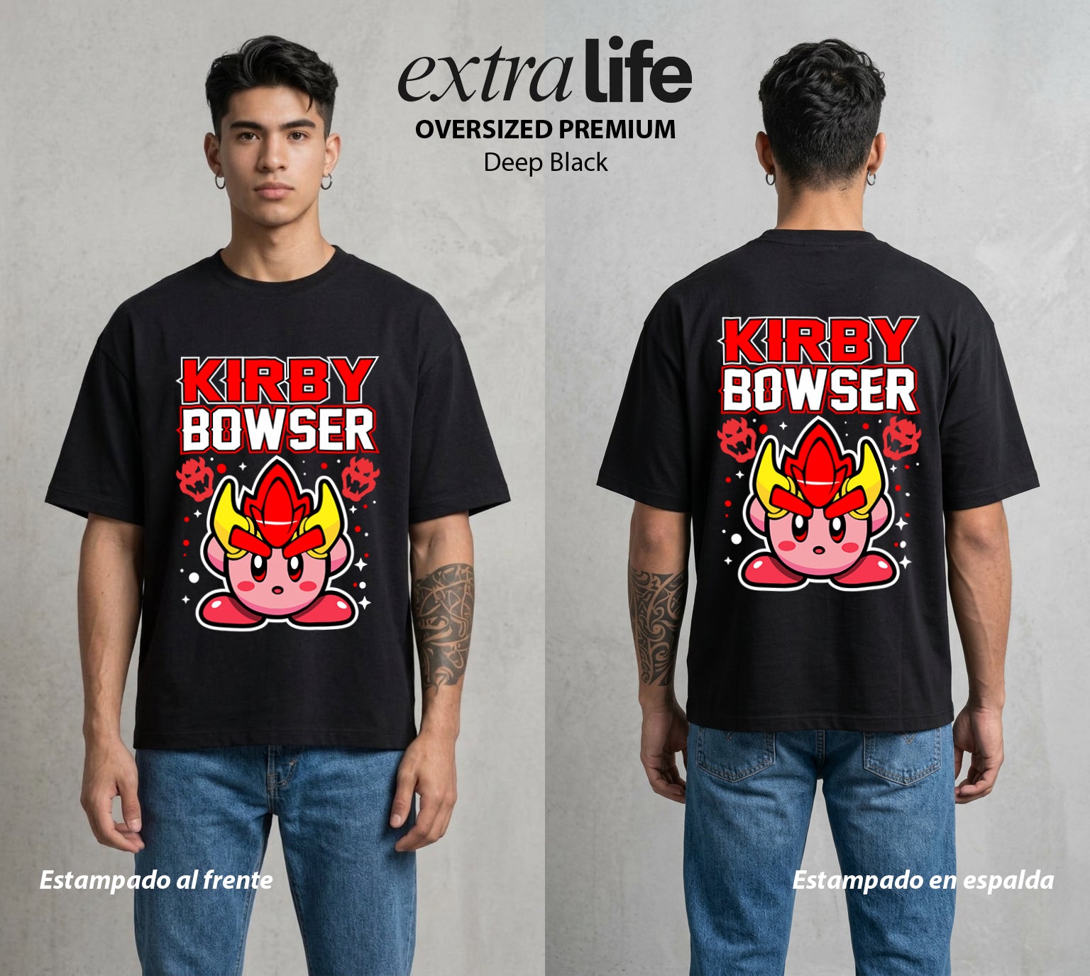 El Reino Rosa | El Rey del Castillo #02095 - Playera Oversized Premium | Deep Black - Foto en modelo