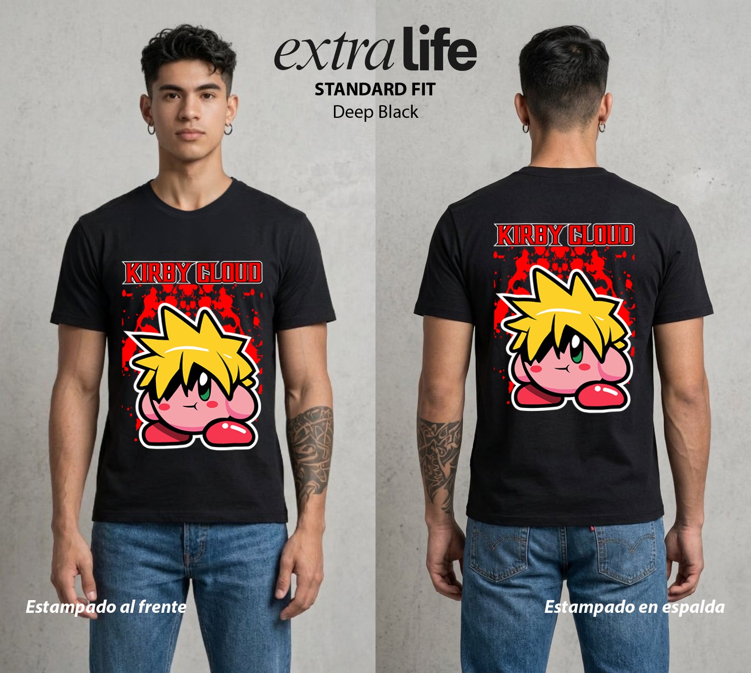 El Reino Rosa | La Nube del Bien #02096 - Playera Standard Fit | Deep Black - Foto en modelo