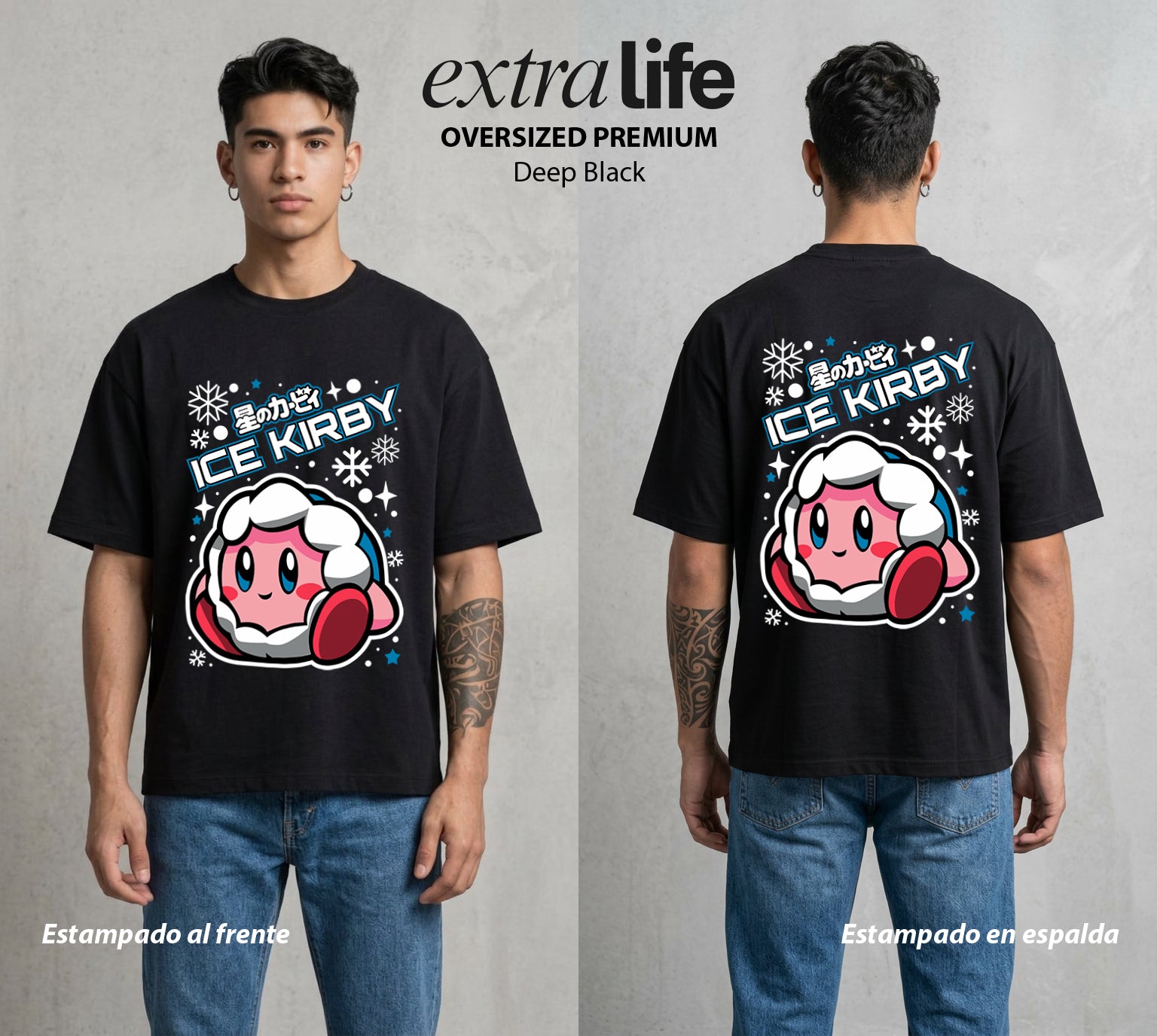 El Reino Rosa | El Hielo Rosa #02097 - Playera Oversized Premium | Deep Black - Foto en modelo
