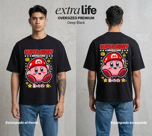 El Reino Rosa | El Fontanero Estelar #02100 - Playera Oversized Premium | Deep Black - Foto en modelo