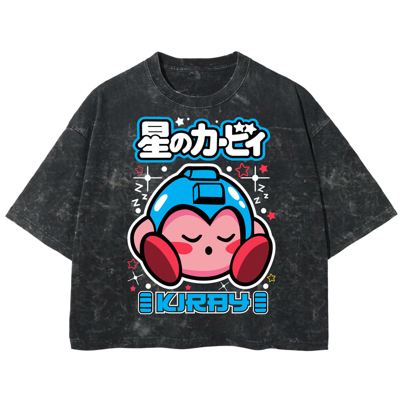 Playera streetwear premium de anime y gaming ExtraLife MX, corte boxy deluxe mineral wash heavyweight en color Acid Wash, moda urbana mexicana de culto.