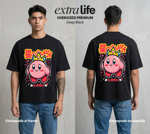 El Reino Rosa | La Princesa del Reino #02103 - Playera Oversized Premium | Deep Black - Foto en modelo