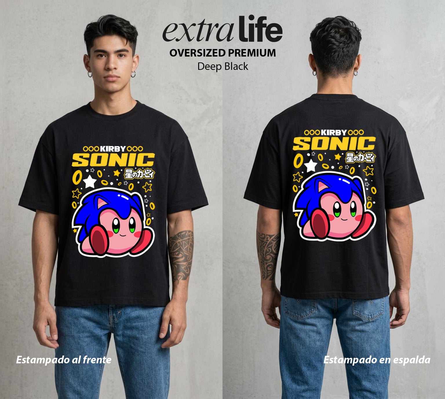 El Reino Rosa | La Bola Veloz #02105 - Playera Oversized Premium | Deep Black - Foto en modelo
