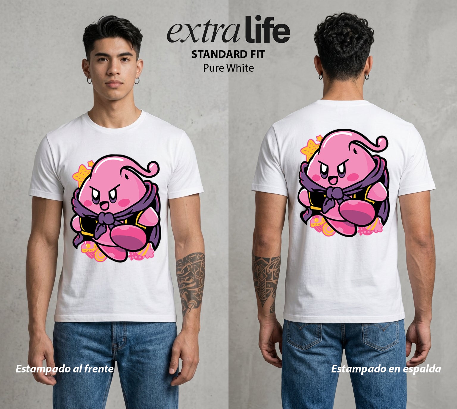 El Reino Rosa | El Terror Rosa #02106 - Playera Standard Fit | Pure White - Foto en modelo