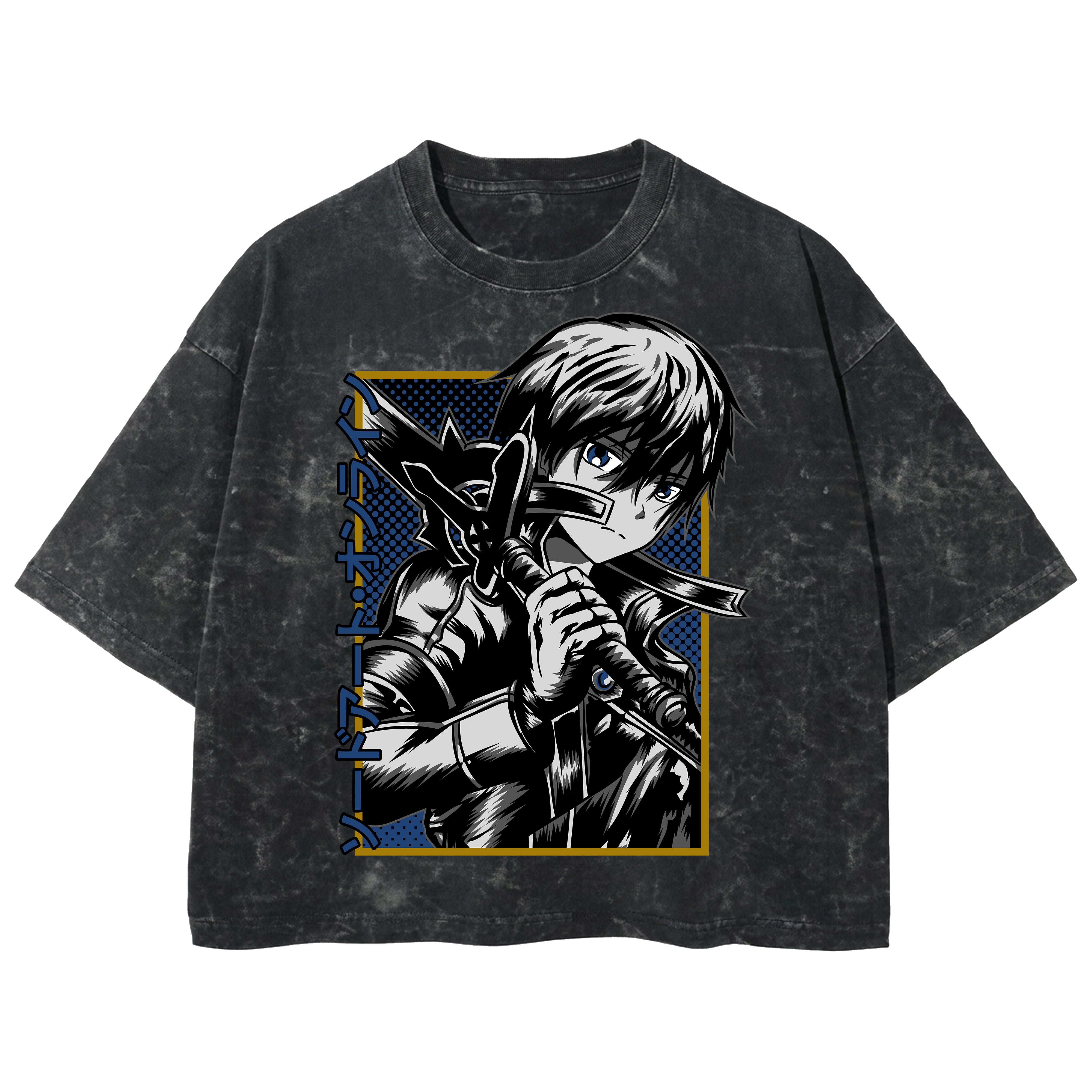 Playera streetwear premium de anime y gaming ExtraLife MX, corte boxy deluxe mineral wash heavyweight en color Acid Wash, moda urbana mexicana de culto.
