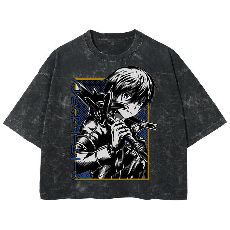 Playera streetwear premium de anime y gaming ExtraLife MX, corte boxy deluxe mineral wash heavyweight en color Acid Wash, moda urbana mexicana de culto.