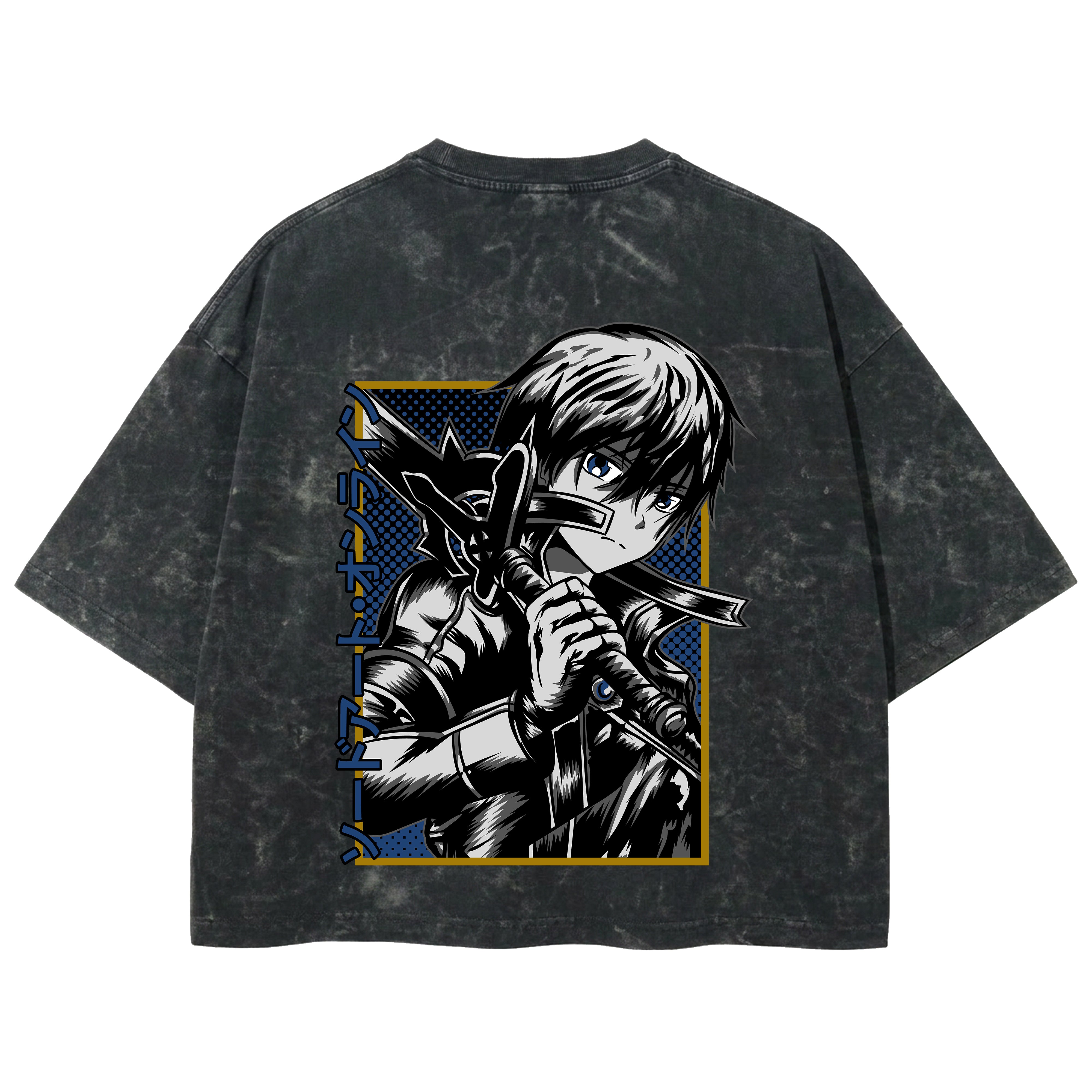 Playera streetwear premium de anime y gaming ExtraLife MX, corte boxy deluxe mineral wash heavyweight en color Acid Wash, moda urbana mexicana de culto.