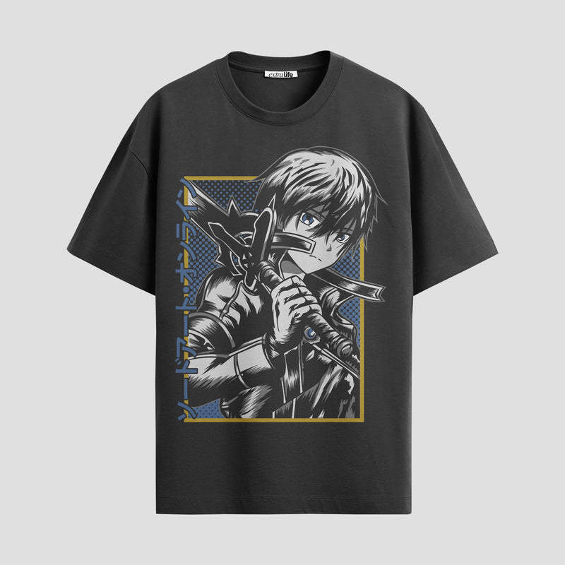 Playera urbana de anime y gaming ExtraLife MX, corte Standard Fit unisex ligero y transpirable en color Deep Black y Pure White, ropa de uso diario para gym y casual.
