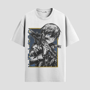 Playera urbana de anime y gaming ExtraLife MX, corte Standard Fit unisex ligero y transpirable en color Deep Black y Pure White, ropa de uso diario para gym y casual.