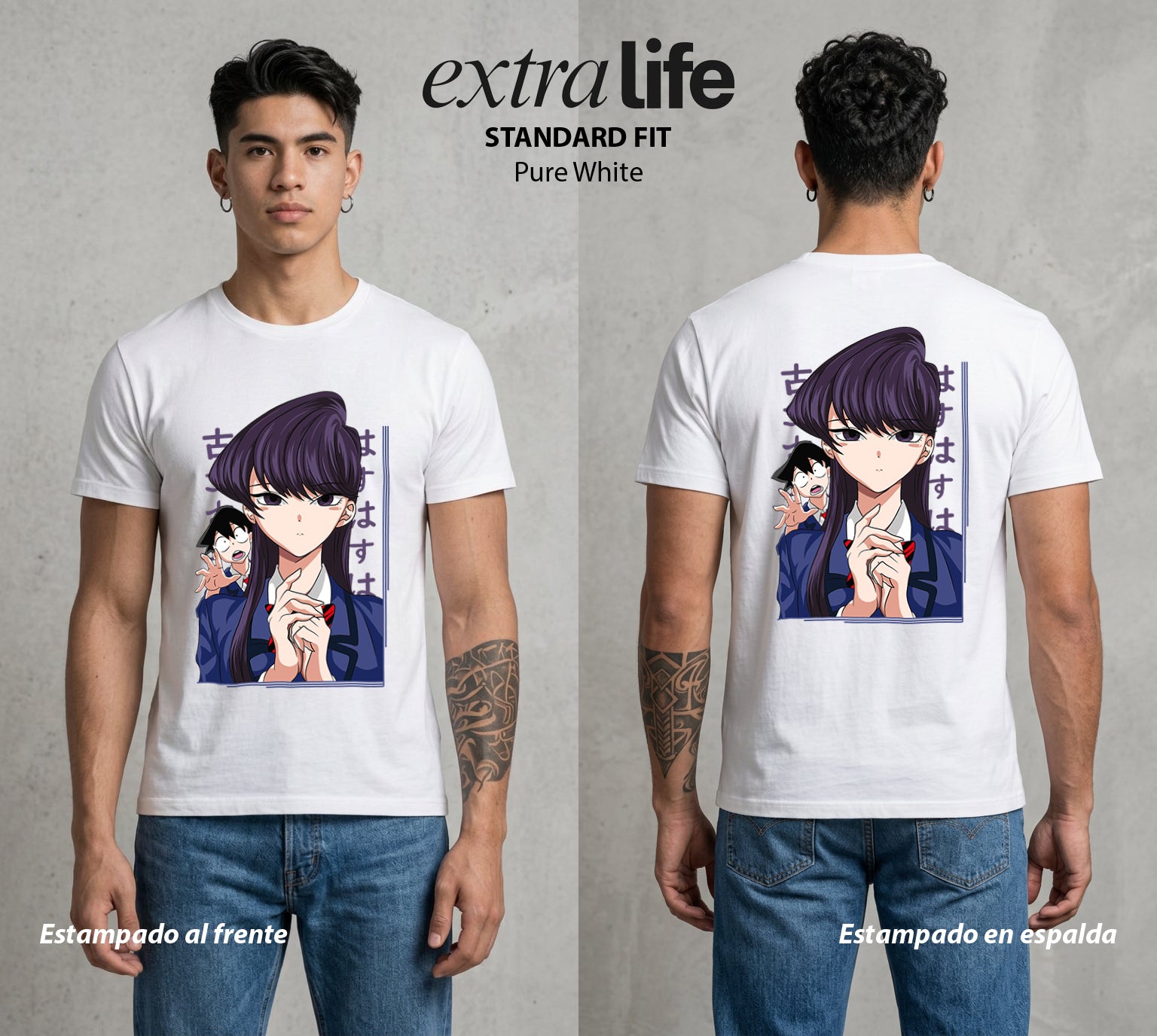 Cien Amigos | El Silencio del Alma #02113 - Playera Standard Fit | Pure White - Foto en modelo