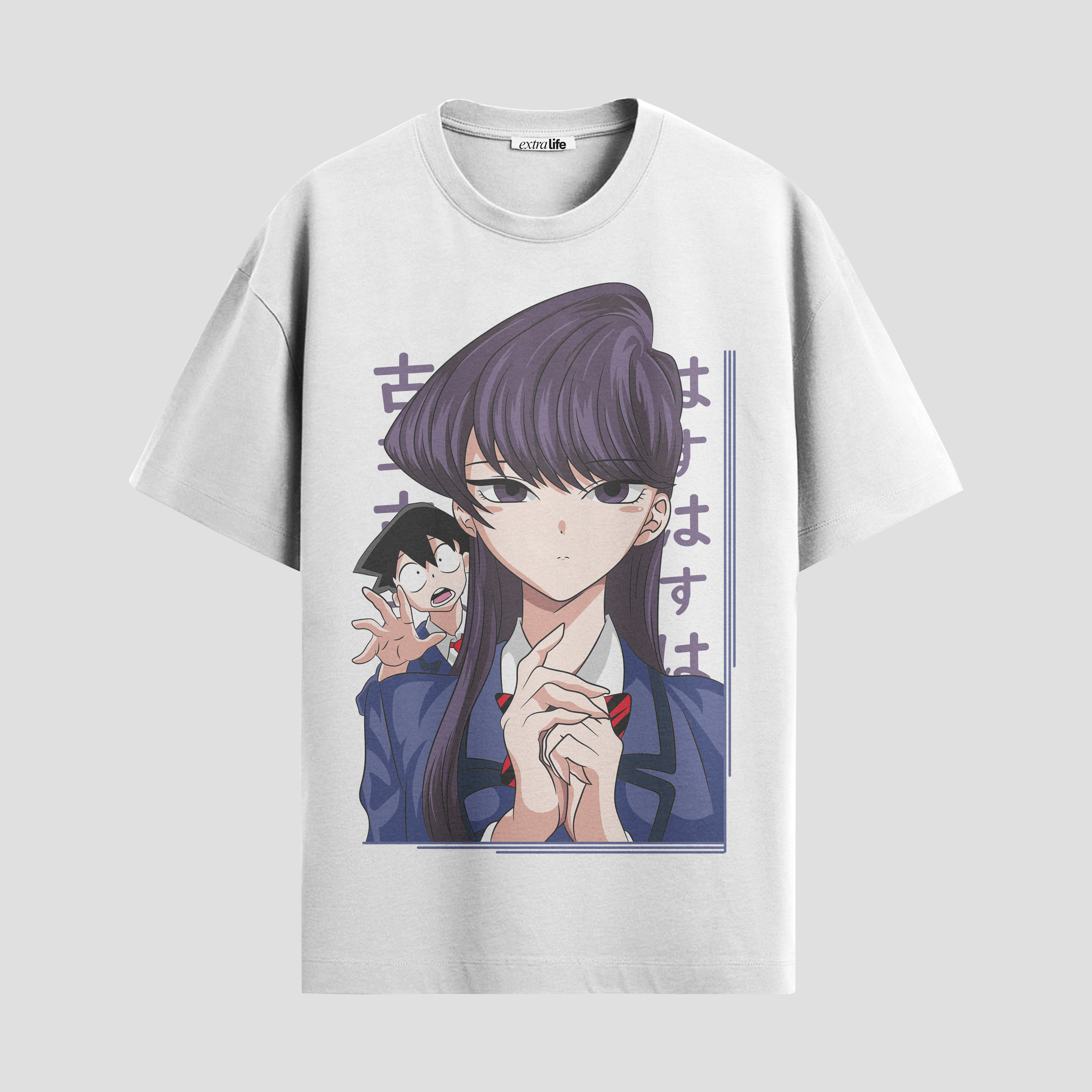 Playera urbana de anime y gaming ExtraLife MX, corte Standard Fit unisex ligero y transpirable en color Deep Black y Pure White, ropa de uso diario para gym y casual.