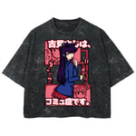 Playera streetwear premium de anime y gaming ExtraLife MX, corte boxy deluxe mineral wash heavyweight en color Acid Wash, moda urbana mexicana de culto.